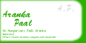 aranka paal business card